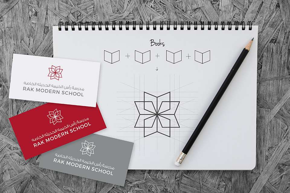 RAK MODERN school logo design process