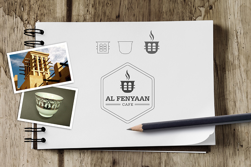 AF cafe dubai logo design process