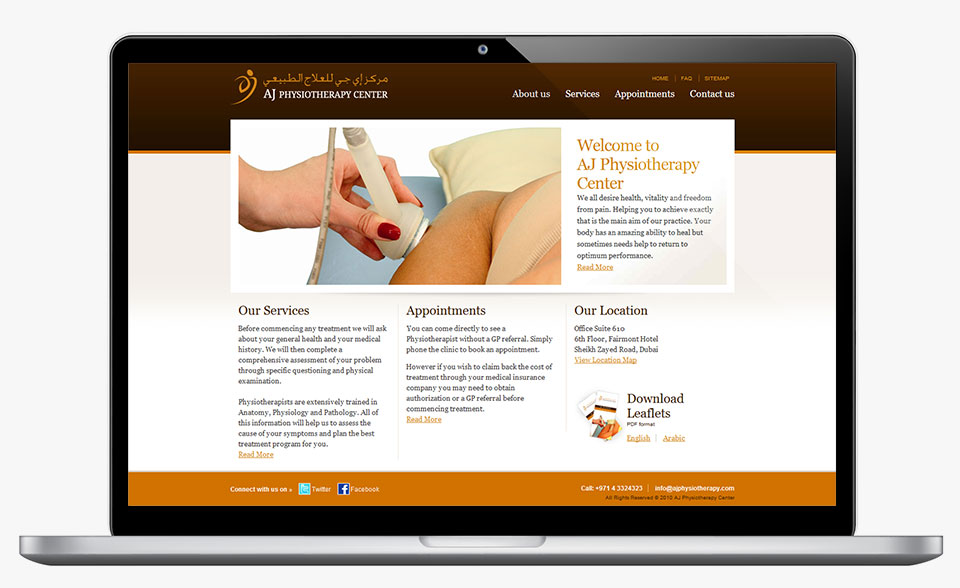 aj physiotherapy dubai web design