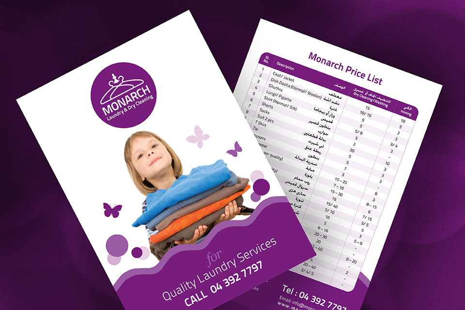 monarch laundry dubai flyer design